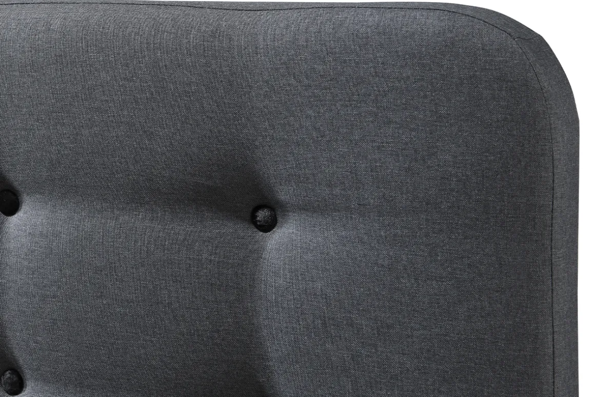 Discount Miliboo Cama capitoné tejido gris oscuro 160 x 200cm HOLSEN