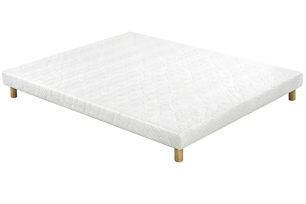 Best Sale Miliboo Cama 140 × 200 cm con somier tapizado y colchón viscoelástico BENJI
