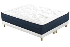 Flash Sale Miliboo Cama 160 × 200 cm con somieres tapizados y colchón viscoelástico BENJI