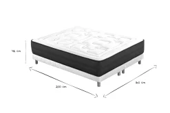 Flash Sale Miliboo Cama 160 × 200 cm con somieres tapizados y colchón viscoelástico BENJI