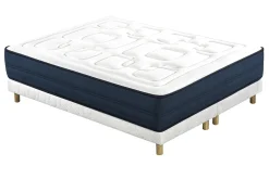 Cheap Miliboo Cama 180 × 200 cm con somieres tapizados y colchón viscoelástico BENJI