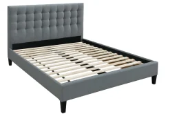 Cheap Miliboo Cama con cabecero capitoné tejido gris claro 160x200 DANAE