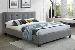 Cheap Miliboo Cama con cabecero capitoné tejido gris claro 160x200 DANAE
