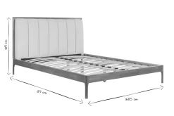 Fashion Miliboo Cama de 2 plazas 160 x 200 cm de madera clara y tejido gris claro RONN