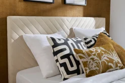 Discount Miliboo Cama de 2 plazas 160 x 200 cm de tela beige SIDONIE