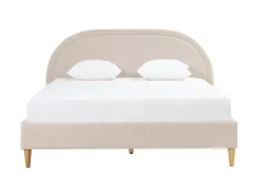 Store Miliboo Cama de 2 plazas 160 x 200 cm de tela beige CHARLINE