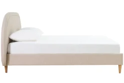 Store Miliboo Cama de 2 plazas 160 x 200 cm de tela beige CHARLINE