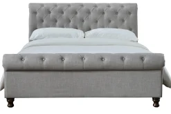 Shop Miliboo Cama doble 160*200 lino gris RILEY