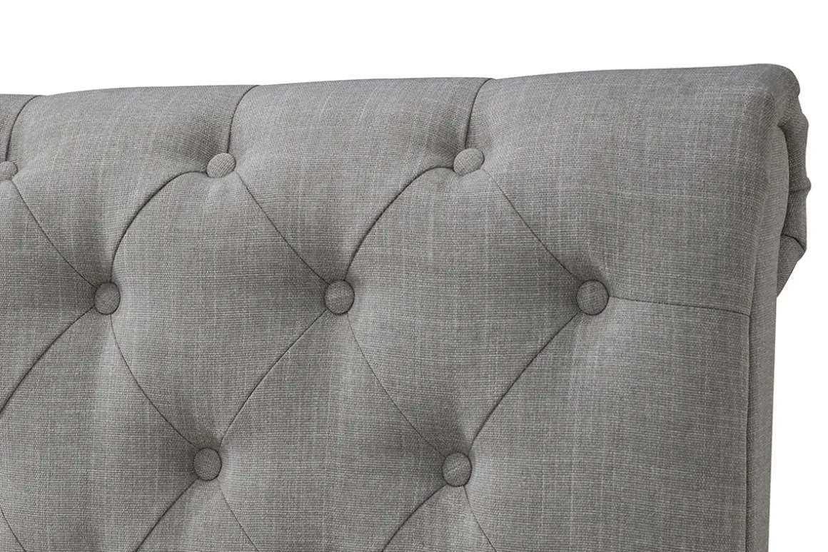 Shop Miliboo Cama doble 160*200 lino gris RILEY