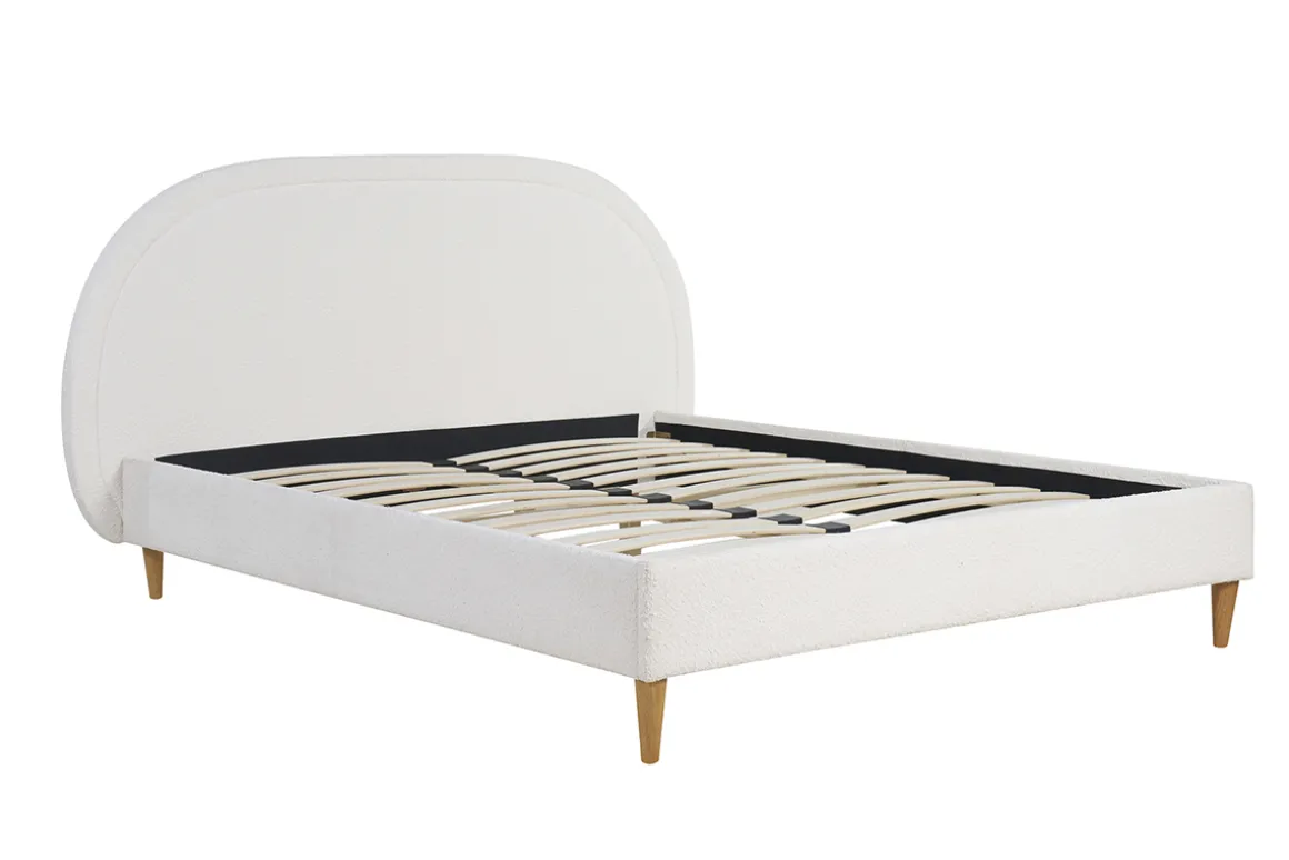 New Miliboo Cama doble 160 x 200 cm de borreguillo CHARLINE