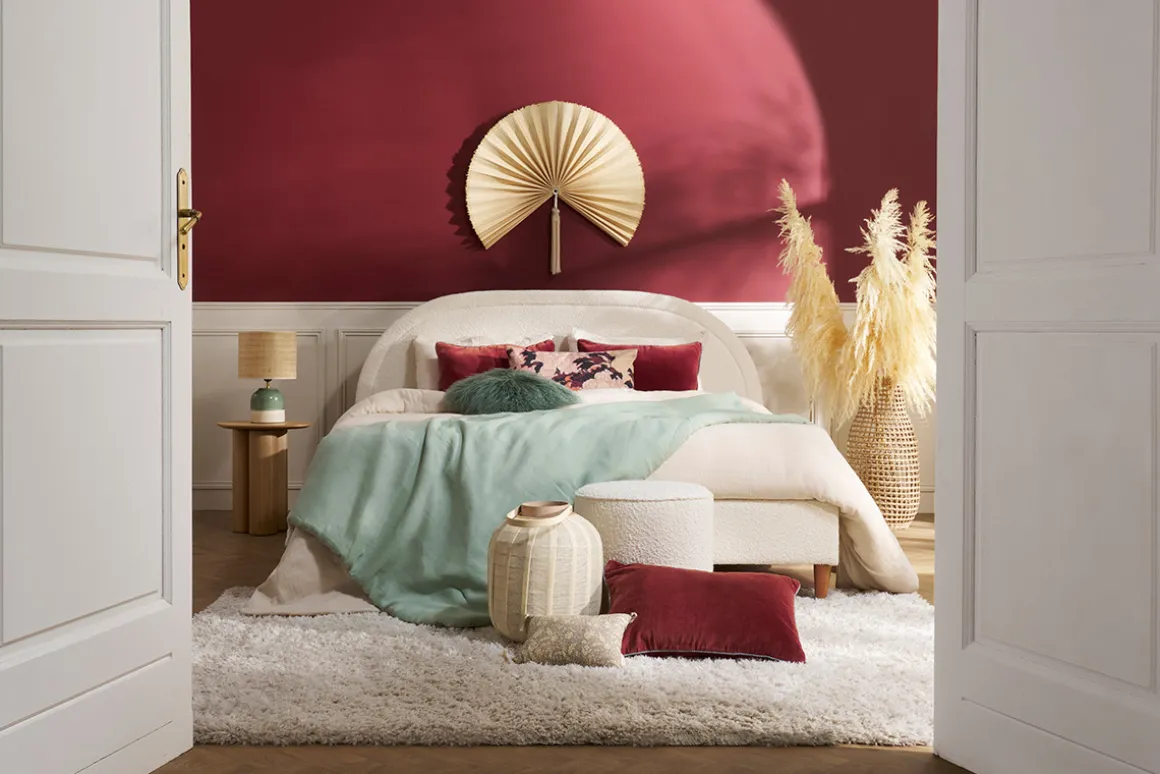 New Miliboo Cama doble 160 x 200 cm de borreguillo CHARLINE