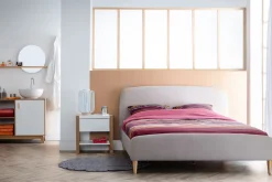 Store Miliboo Cama escandinava 140 x 200cm tejido beige NIELS