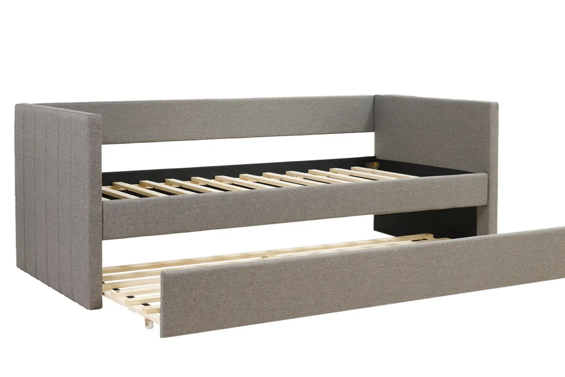 Best Sale Miliboo Cama nido de tela gris 90 x 190 cm ELIE