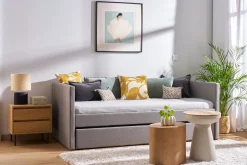Best Sale Miliboo Cama nido de tela gris 90 x 190 cm ELIE