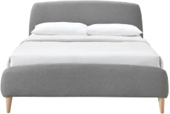 Clearance Miliboo Cama tejido gris y madera 140 x 200 NIELS