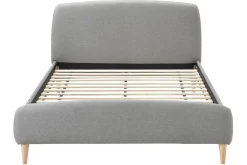 Clearance Miliboo Cama tejido gris y madera 140 x 200 NIELS