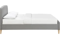 Clearance Miliboo Cama tejido gris y madera 140 x 200 NIELS