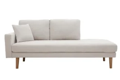 New Miliboo Chaise longue de tejido efecto aterciopelado texturizado beige 190 cm BERTILLE