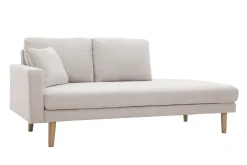New Miliboo Chaise longue de tejido efecto aterciopelado texturizado beige 190 cm BERTILLE