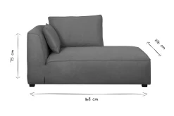Outlet Miliboo Chaise longue esquina izquierda tejido gris perla PLURIEL