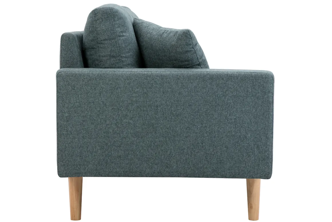 Discount Miliboo Chaise longue nórdica de tela verde grisáceo y madera maciza clara 190 cm BERTILLE