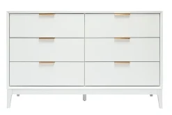New Miliboo Cómoda blanca mate y metal dorado 6 cajones L120 cm GIANA