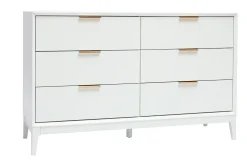 New Miliboo Cómoda blanca mate y metal dorado 6 cajones L120 cm GIANA