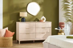 New Miliboo Cómoda blanca mate y metal dorado 6 cajones L120 cm GIANA