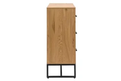 Outlet Miliboo Cómoda de 3 cajones con acabado de roble claro y metal negro 100 cm LOVATO