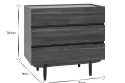 Store Miliboo Cómoda de 3 cajones de madera oscura 80 cm SANAA