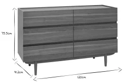 Store Miliboo Cómoda de 6 cajones de madera oscura 120 cm SANAA