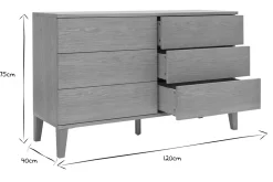 Best Miliboo Cómoda de 6 cajones de madera clara 120 cm FREDDY
