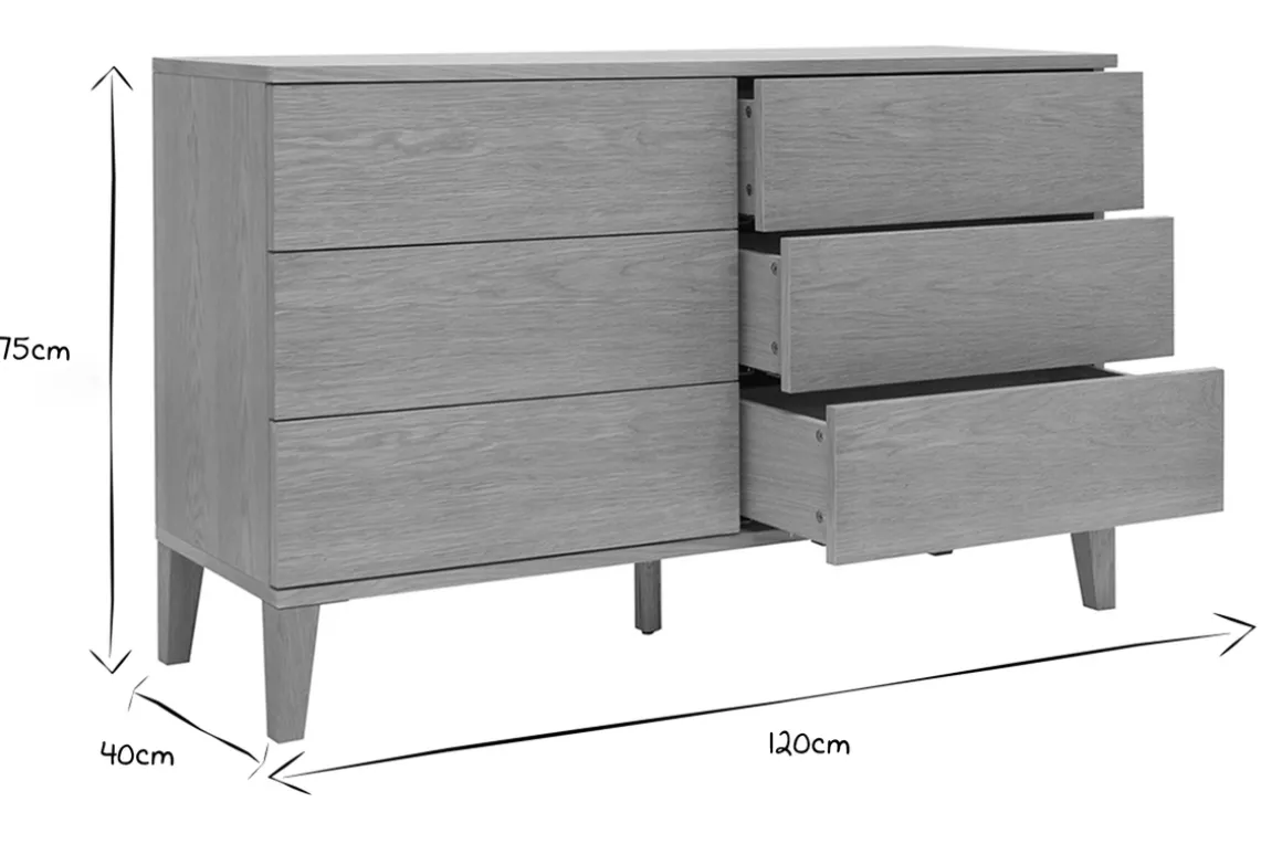 Best Miliboo Cómoda de 6 cajones de madera clara 120 cm FREDDY