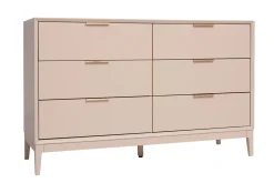 Online Miliboo Cómoda de 6 cajones rosa palo y metal dorado 120 cm GIANA