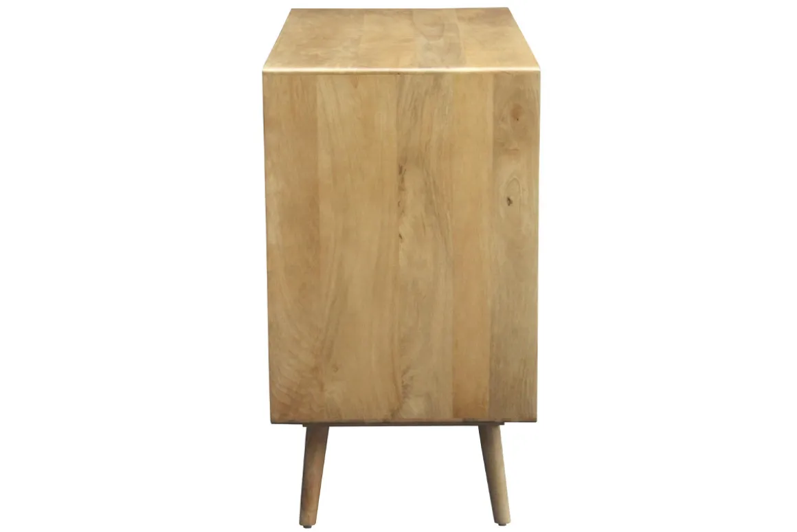 Cheap Miliboo Cómoda de madera maciza de mango y caña de ratán 3 cajones 90 cm ACANGE