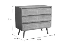 Cheap Miliboo Cómoda de madera maciza de mango y caña de ratán 3 cajones 90 cm ACANGE