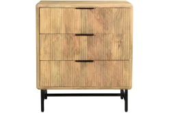 Fashion Miliboo Cómoda de madera maciza de mango y metal negro grabado con 3 cajones 70 cm MORISSON