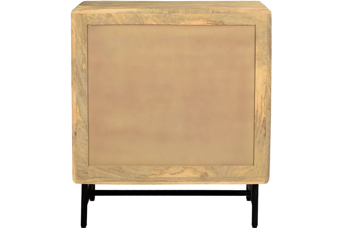 Fashion Miliboo Cómoda de madera maciza de mango y metal negro grabado con 3 cajones 70 cm MORISSON