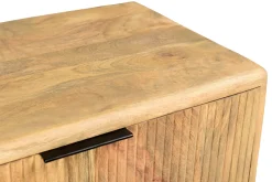 Fashion Miliboo Cómoda de madera maciza de mango y metal negro grabado con 3 cajones 70 cm MORISSON