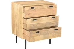 Clearance Miliboo Cómoda de madera maciza de mango y metal negro con 3 cajones 70 cm JUDE