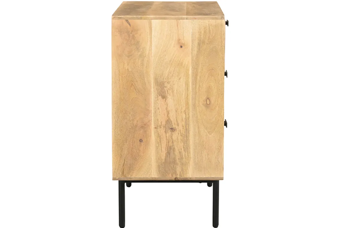 Clearance Miliboo Cómoda de madera maciza de mango y metal negro con 3 cajones 70 cm JUDE