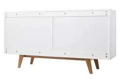 Fashion Miliboo Cómoda escandinava blanco brillante y fresno 6 cajones MELKA