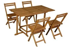 Flash Sale Miliboo Conjunto de mesa extensible con almacenaje y 4 sillas plegables de madera maciza CARMEN