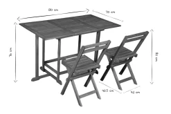 Flash Sale Miliboo Conjunto de mesa extensible con almacenaje y 4 sillas plegables de madera maciza CARMEN
