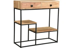 Hot Miliboo Consola 2 cajones en acacia y metal L80 cm GRENELLE