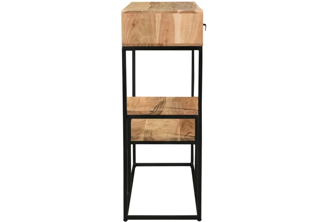 Hot Miliboo Consola 2 cajones en acacia y metal L80 cm GRENELLE