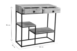 Hot Miliboo Consola 2 cajones en acacia y metal L80 cm GRENELLE