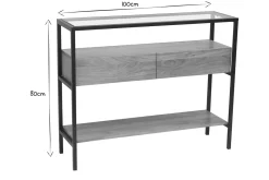 Store Miliboo Consola de madera maciza de mango y tablero de cristal con 2 cajones 100 cm SITA