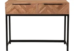 Fashion Miliboo Consola en acacia y metal negro 2 cajones L100 cm STICK