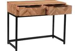 Fashion Miliboo Consola en acacia y metal negro 2 cajones L100 cm STICK